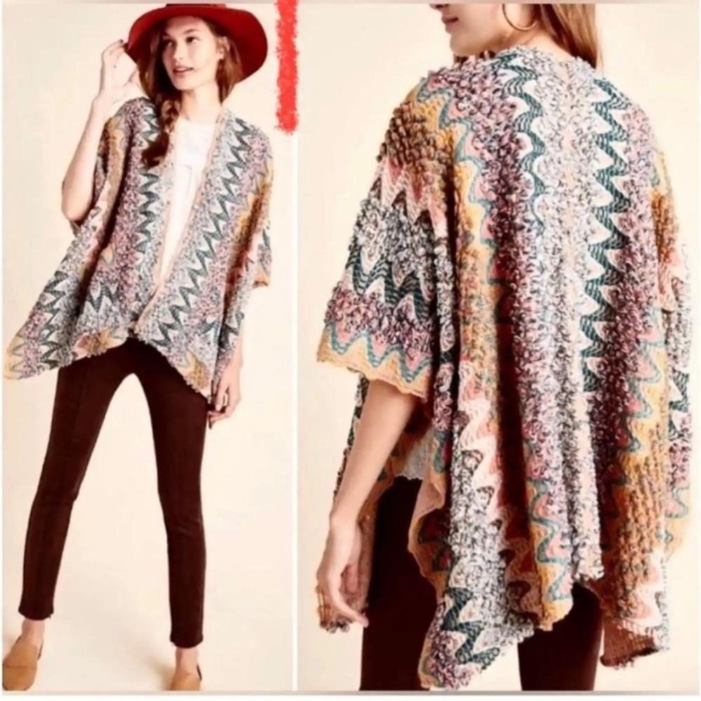 $128 Anthropologie x Akemi + Kin Alva Wrap Tan Multi Chevron Textured Size O/S - Picture 5 of 11
